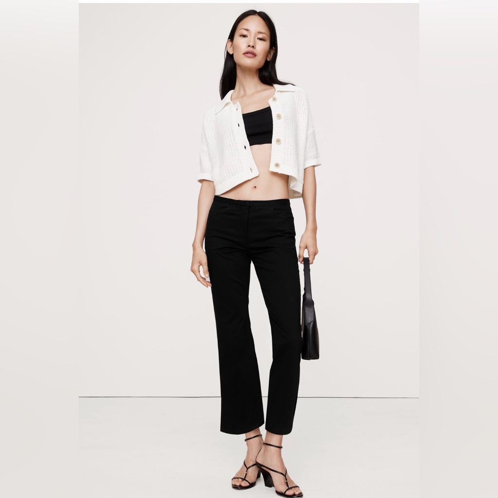 Nwt-Banana Republic Black Mid-Rise Cotton Capri, Size 8 Long